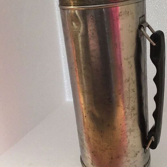 Vintage Uno-vac stainless thermos with patina and a little ding - Picture 3 of 8